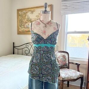 Boho fairy top Y2K paisley print camisole Halo size large